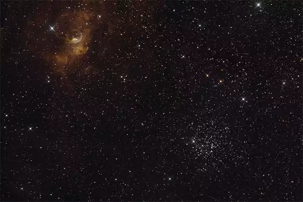 خوشه م52 و سحابی قلب
