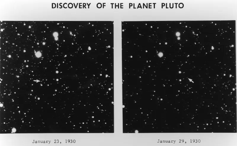 مقایسه دو تصویر گرفته شده از پلوتو با فاصله زمانی یک هفته